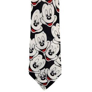 Disney Mickey Mouse Men's Tie Collectors Classic Cartoon Black White 100%‎ Silk